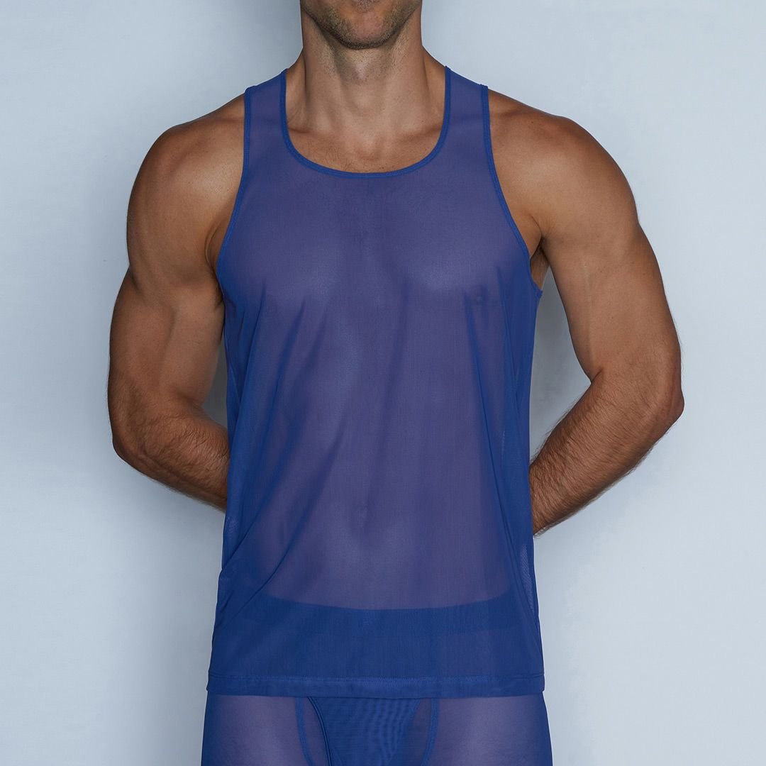 Sheer Relaxed Tank Bari Blue - C - IN2 New York